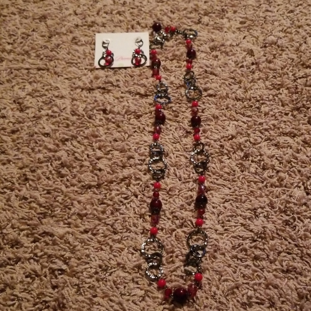 Premier design long red necklace.